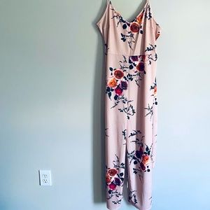SHEIN Women's Light Pink Floral Tank Top Maxi Pants Romper Plus Size 0XL NWOT